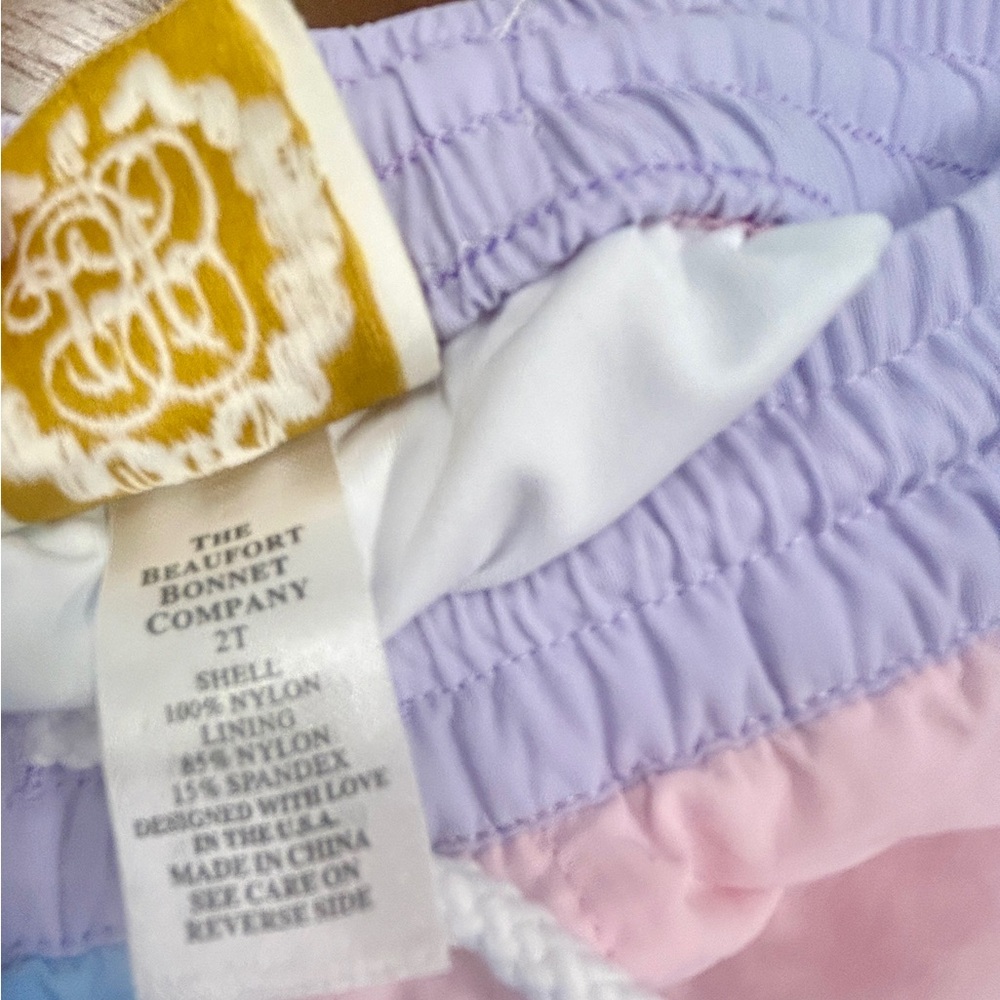 The Beaufort Bonnet Company (TBBC) Lavender & Pink Colorblock Swim Shorts (2T) - Picture 5 of 5